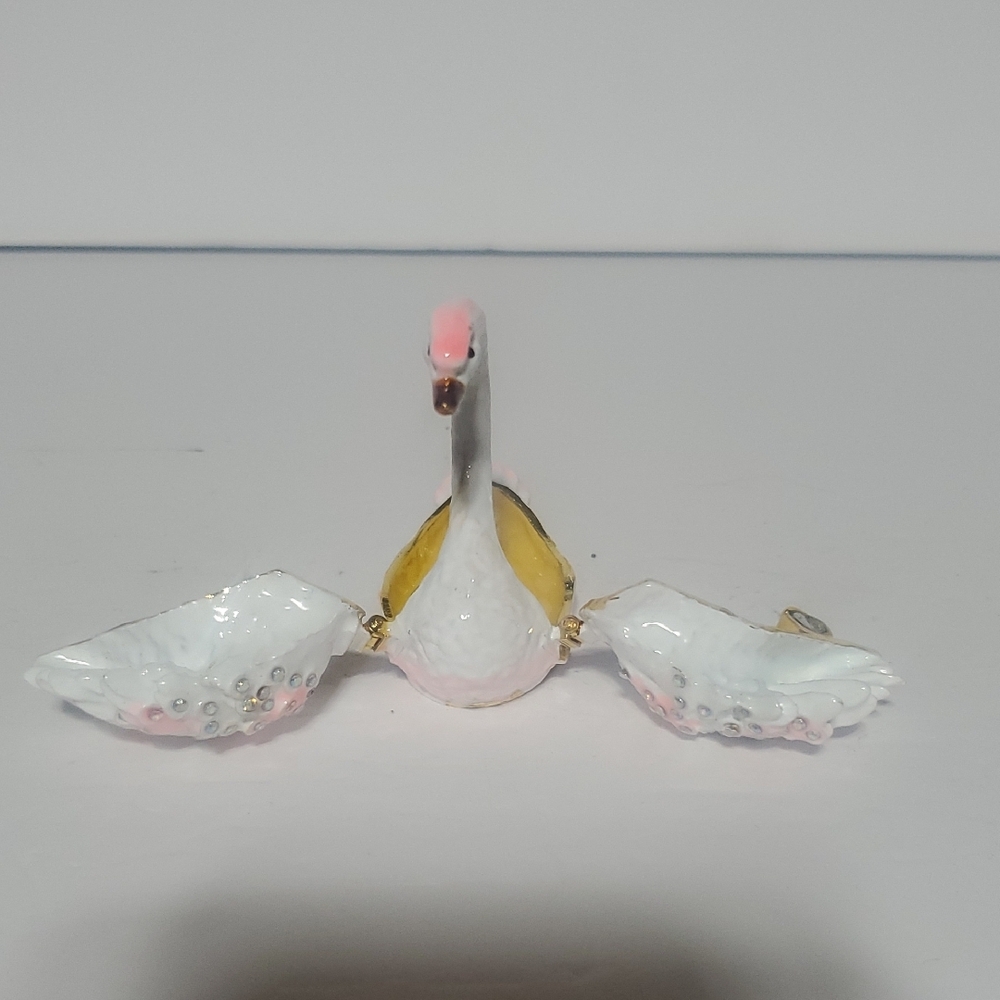 Elegant White and Pink Swan Trinket Box - Picture 3 of 9